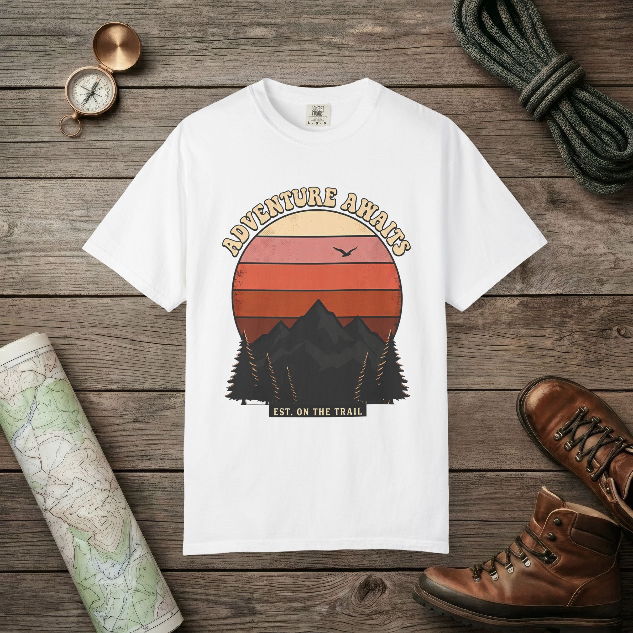 Adventure Awaits Retro Sunset T-Shirt
