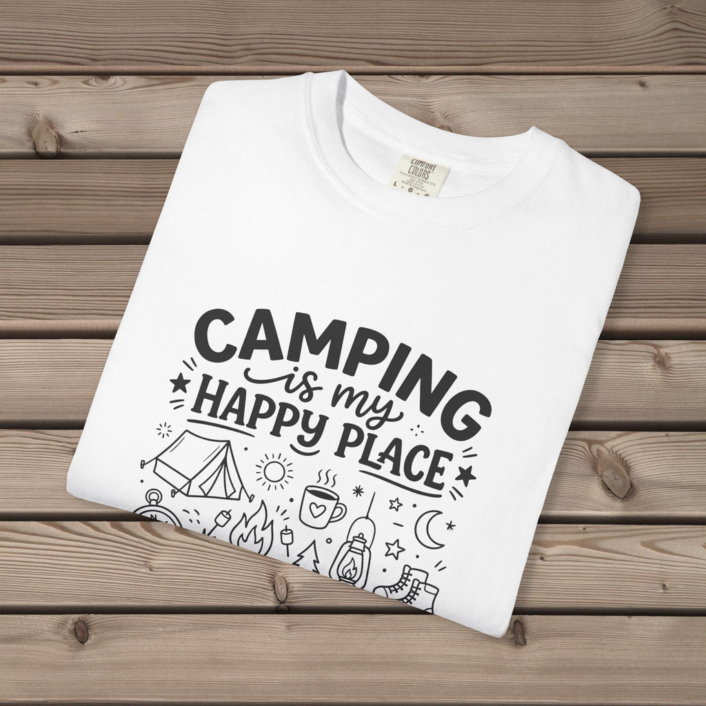 Camping Is My Happy Place Doodle T-Shirt