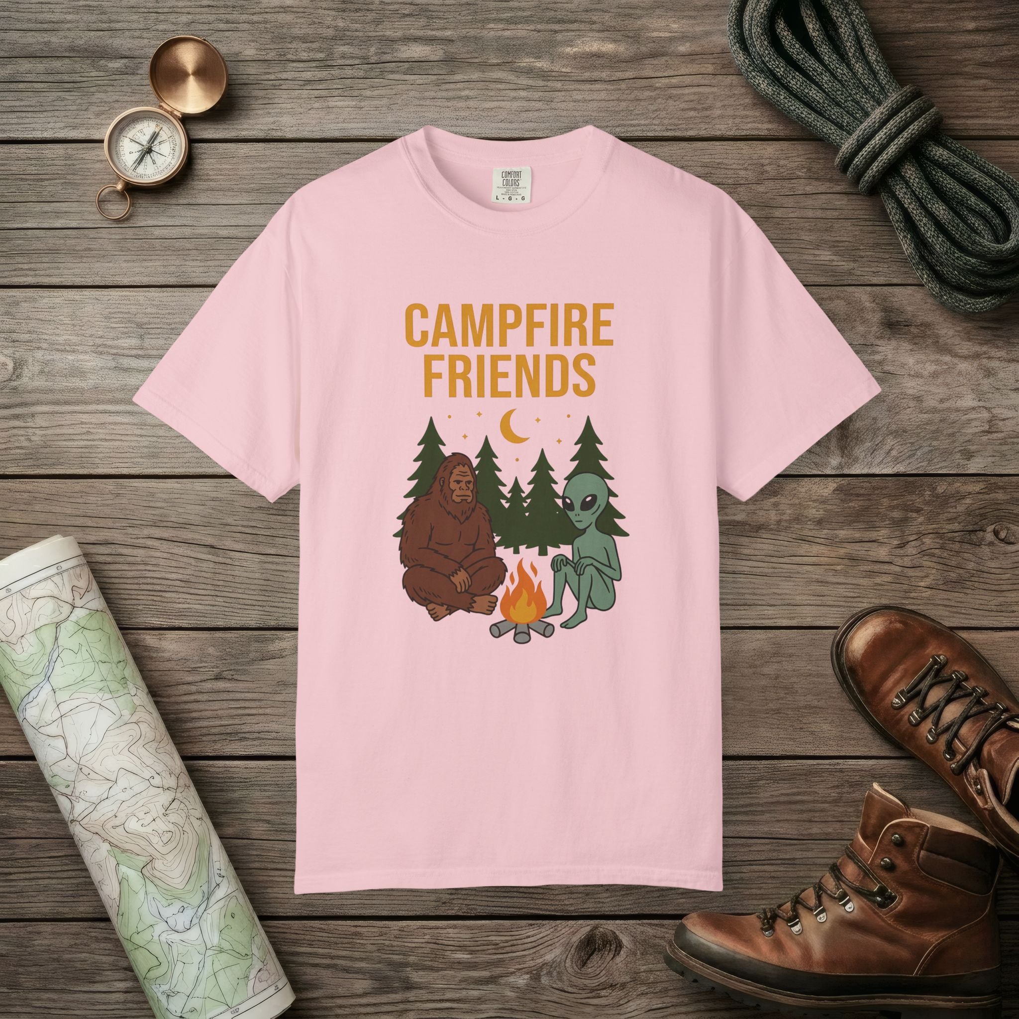 Bigfoot And Alien Campfire T-Shirt