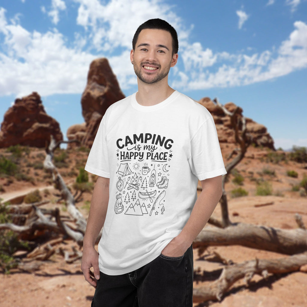 Camping Is My Happy Place Doodle T-Shirt