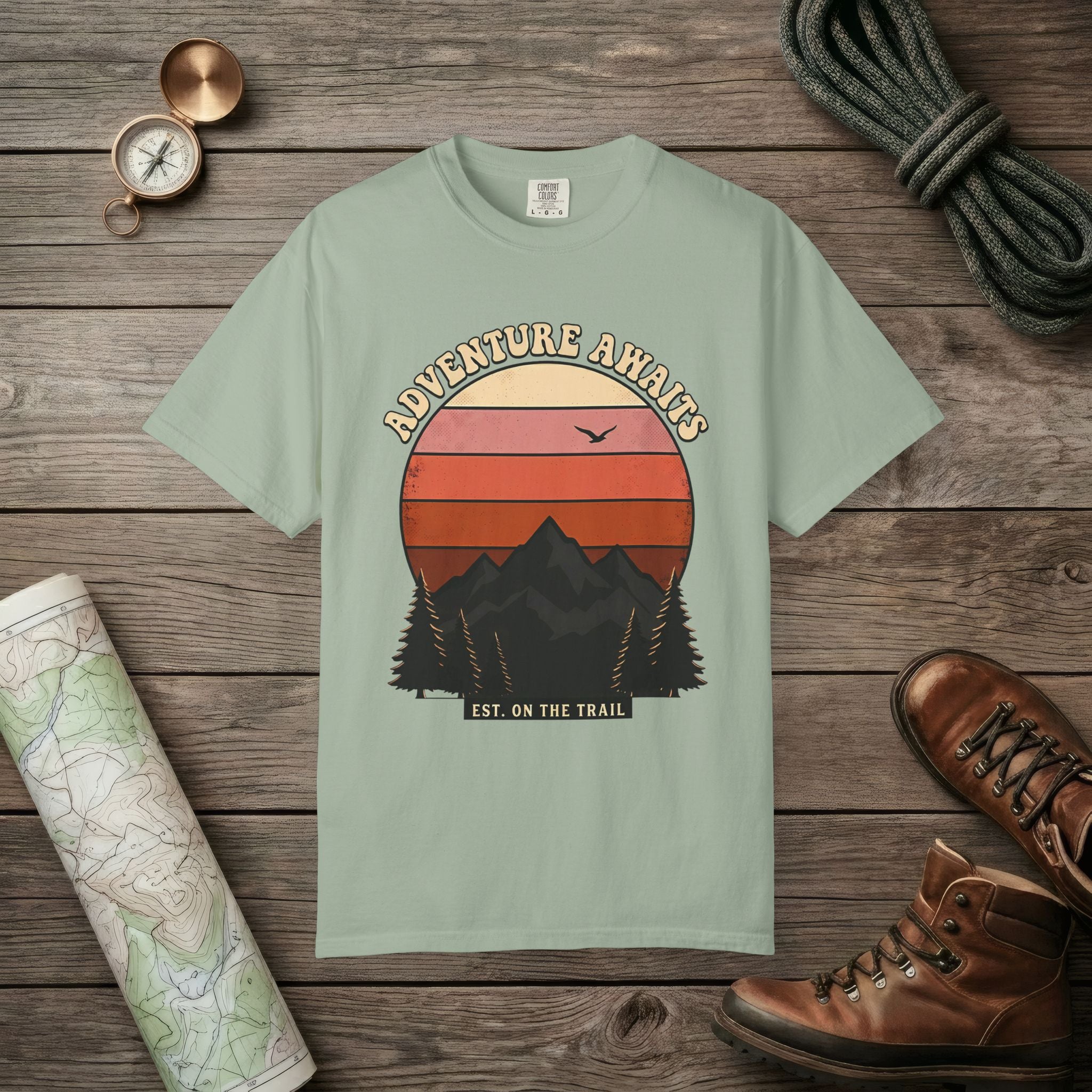 Adventure Awaits Retro Sunset T-Shirt