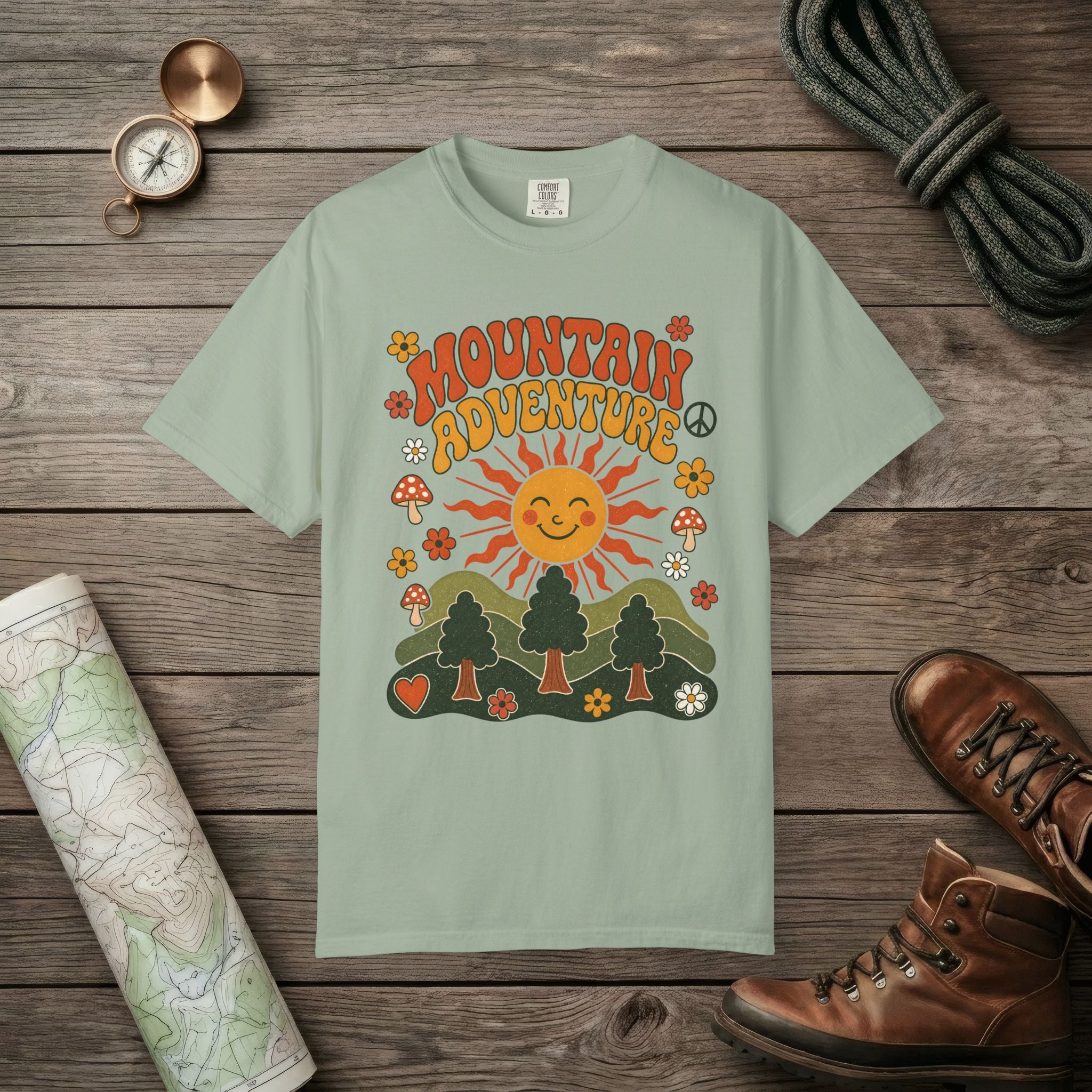 Retro Groovy Mountain Adventure T-Shirt