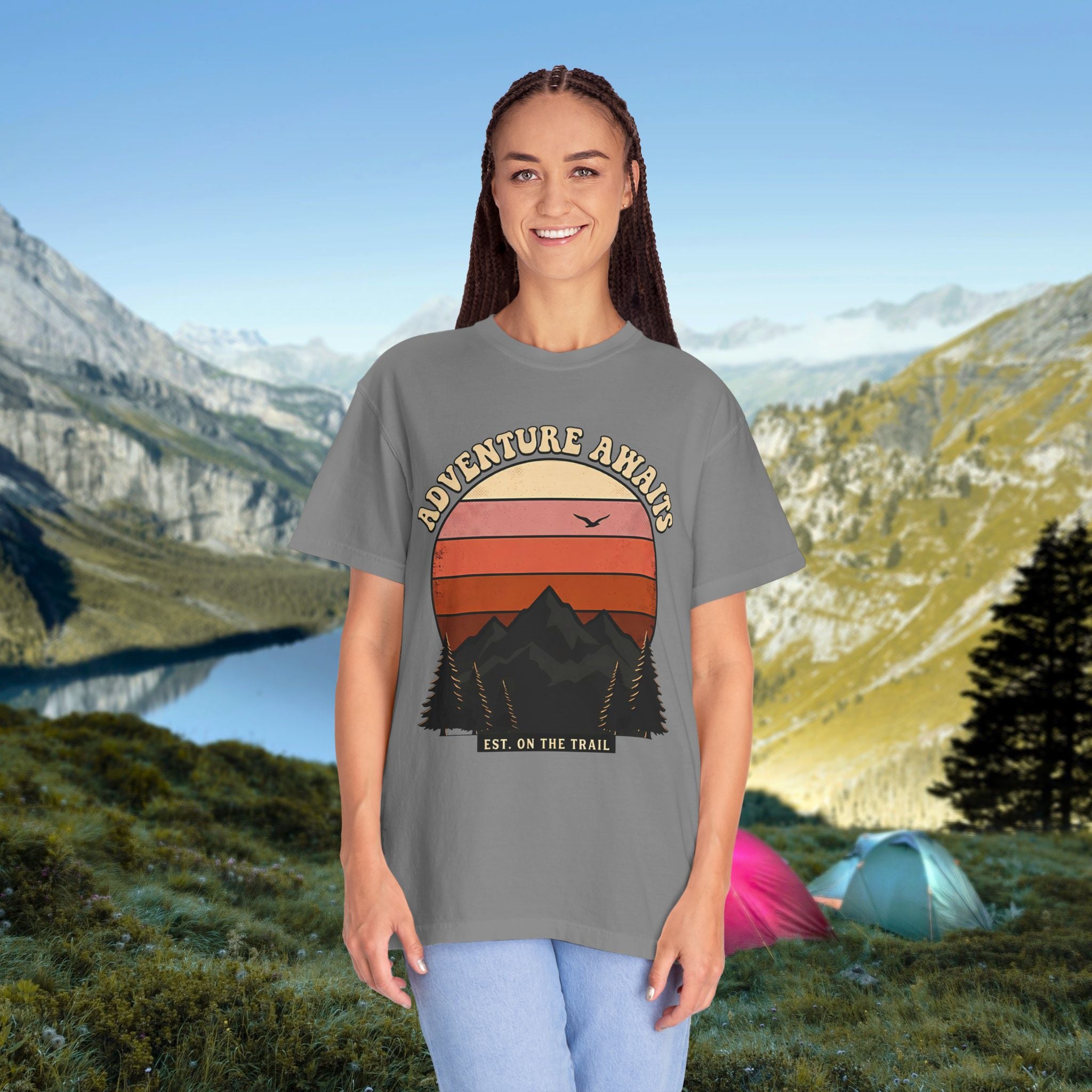 Adventure Awaits Retro Sunset T-Shirt
