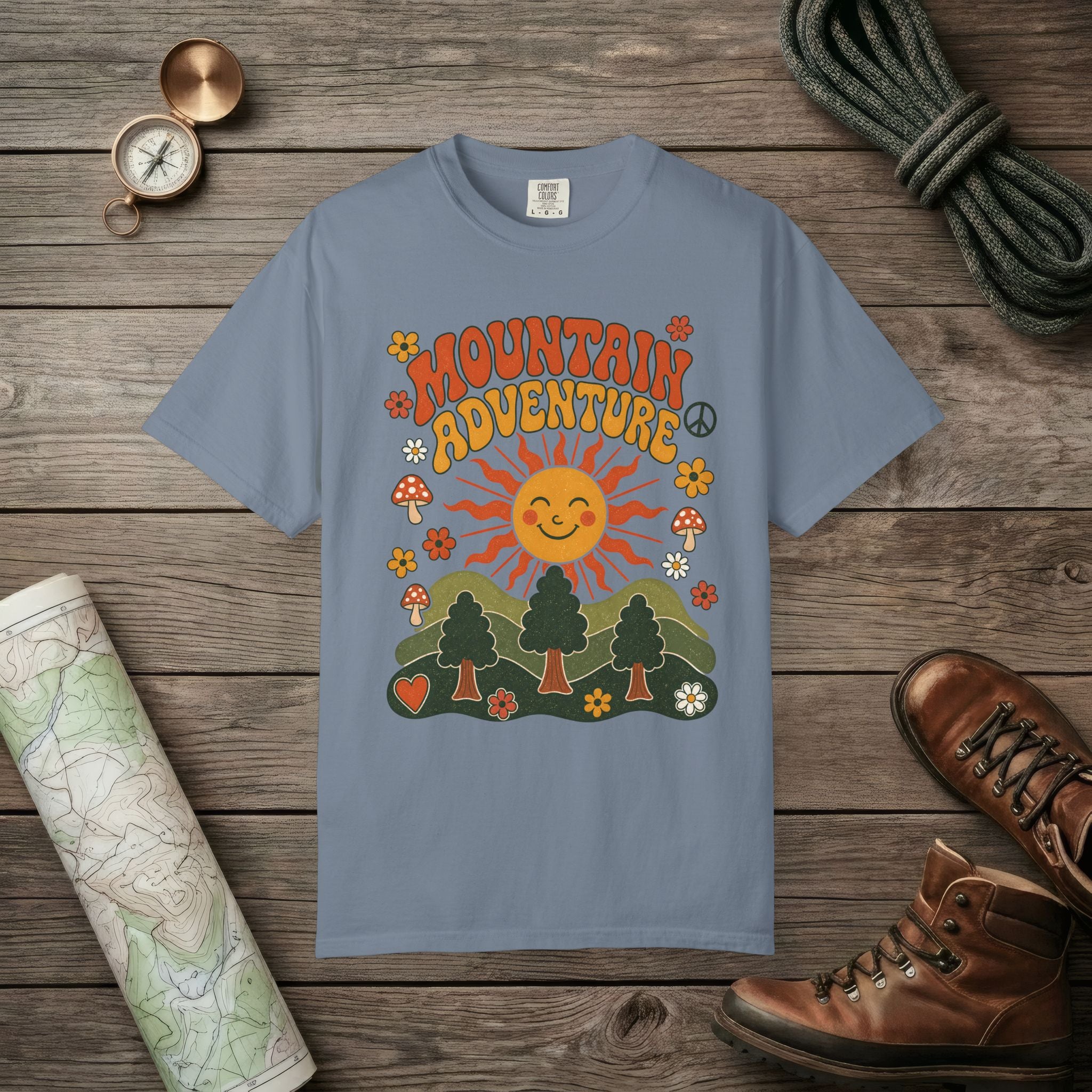 Retro Groovy Mountain Adventure T-Shirt