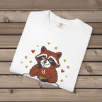 unisex graphic t-shirt with "Espresso Yourself, Raccoon" design