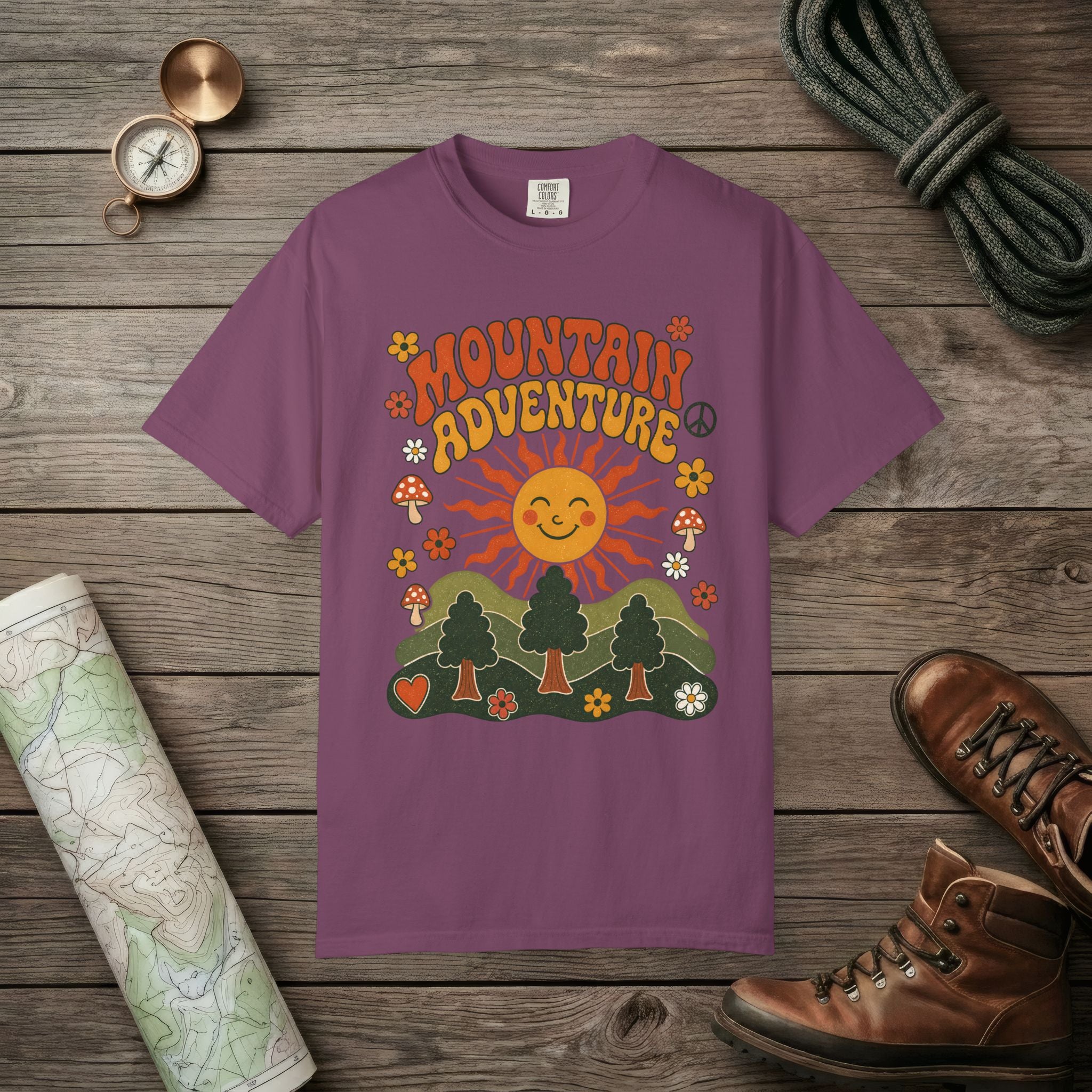 Retro Groovy Mountain Adventure T-Shirt