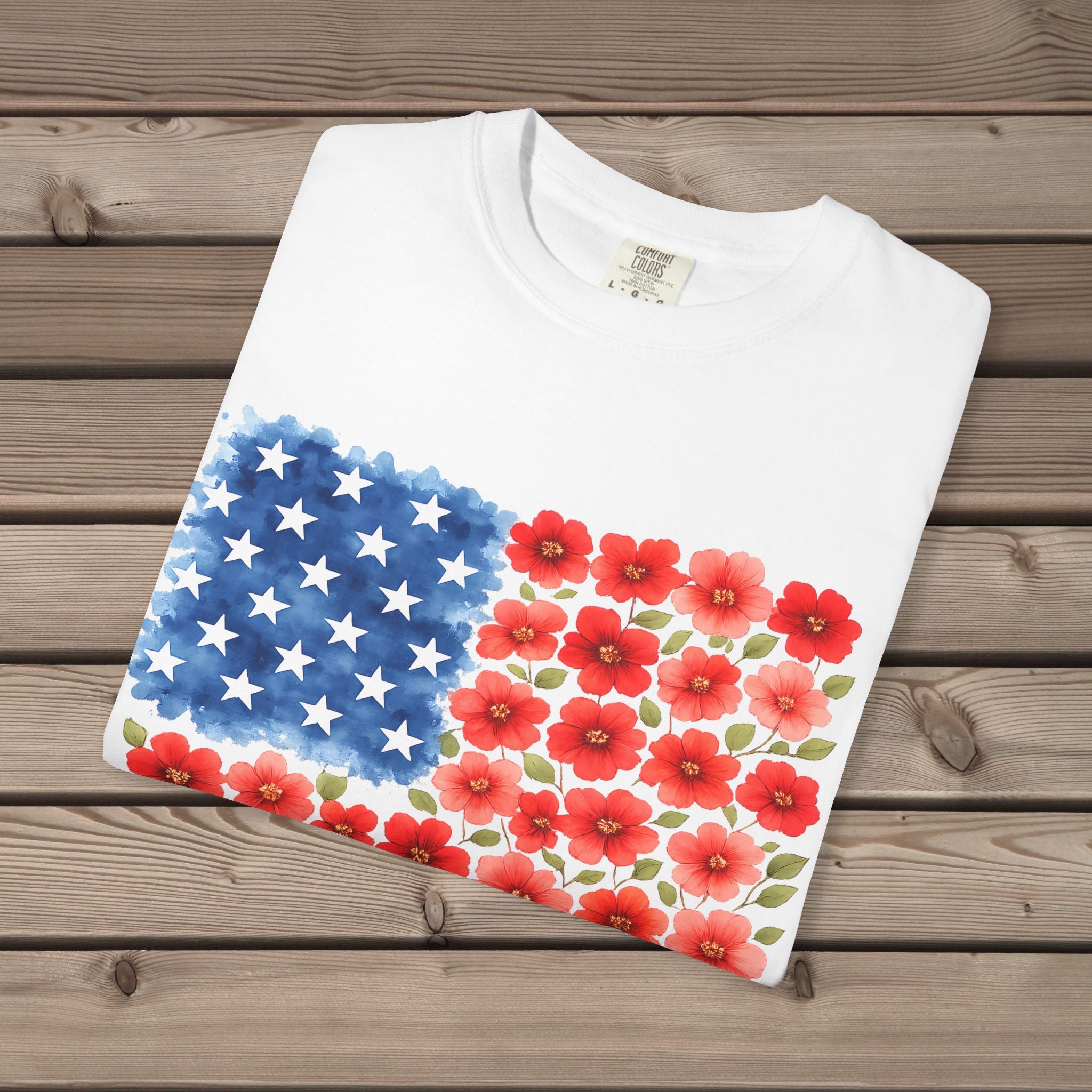 Flowerbed American Flag T-Shirt
