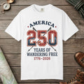White color unisex graphic t-shirt with "250 Years" design