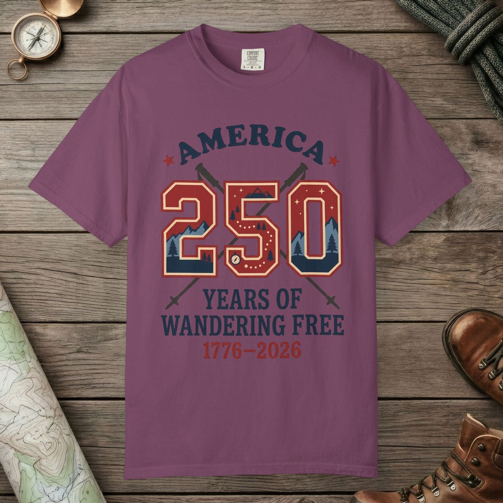 Berry color unisex graphic t-shirt with "250 Years" design