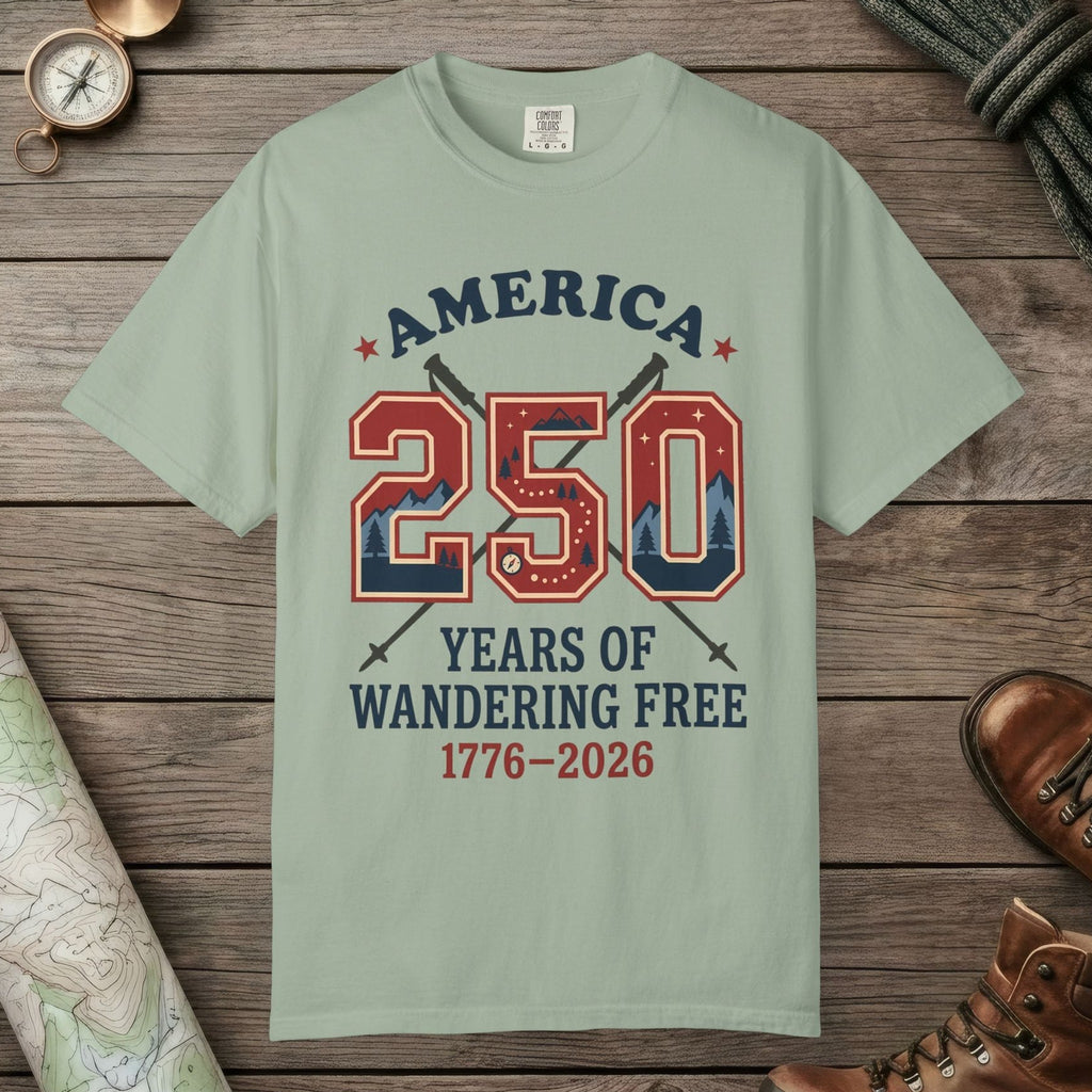 Bay color unisex graphic t-shirt with "250 Years" design