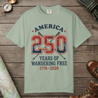 Bay color unisex graphic t-shirt with "250 Years" design