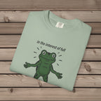 unisex graphic t-shirt with "Transparent About It Frog" design