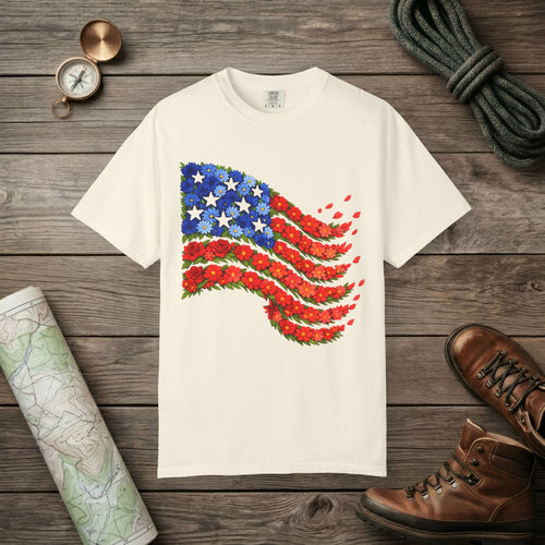 American Flag Flower T-Shirt
