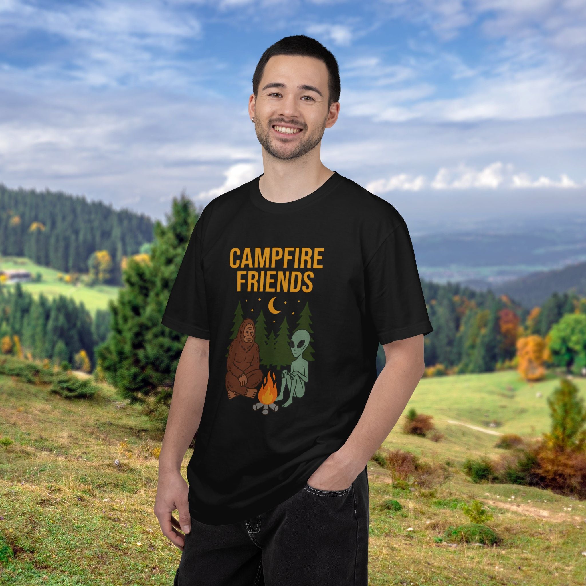 Bigfoot And Alien Campfire T-Shirt