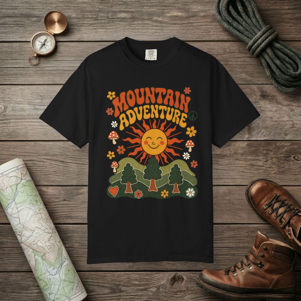 Retro Groovy Mountain Adventure T-Shirt
