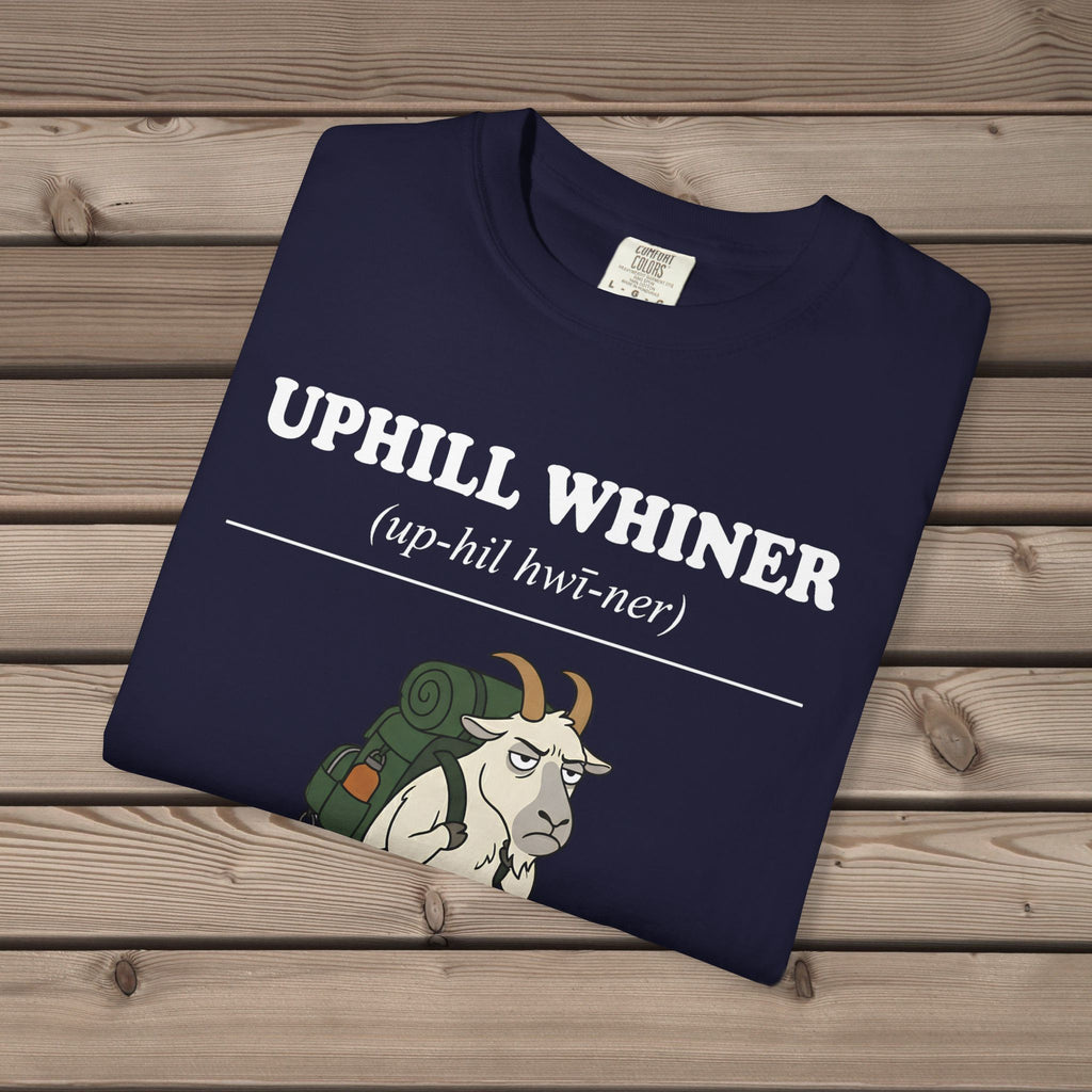 unisex graphic t-shirt with "Uphill Whiner Definition" design