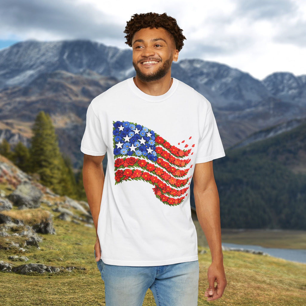 American Flag Flower T-Shirt