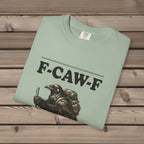 unisex graphic t-shirt with "F-Caw-F I'm Hiking" design
