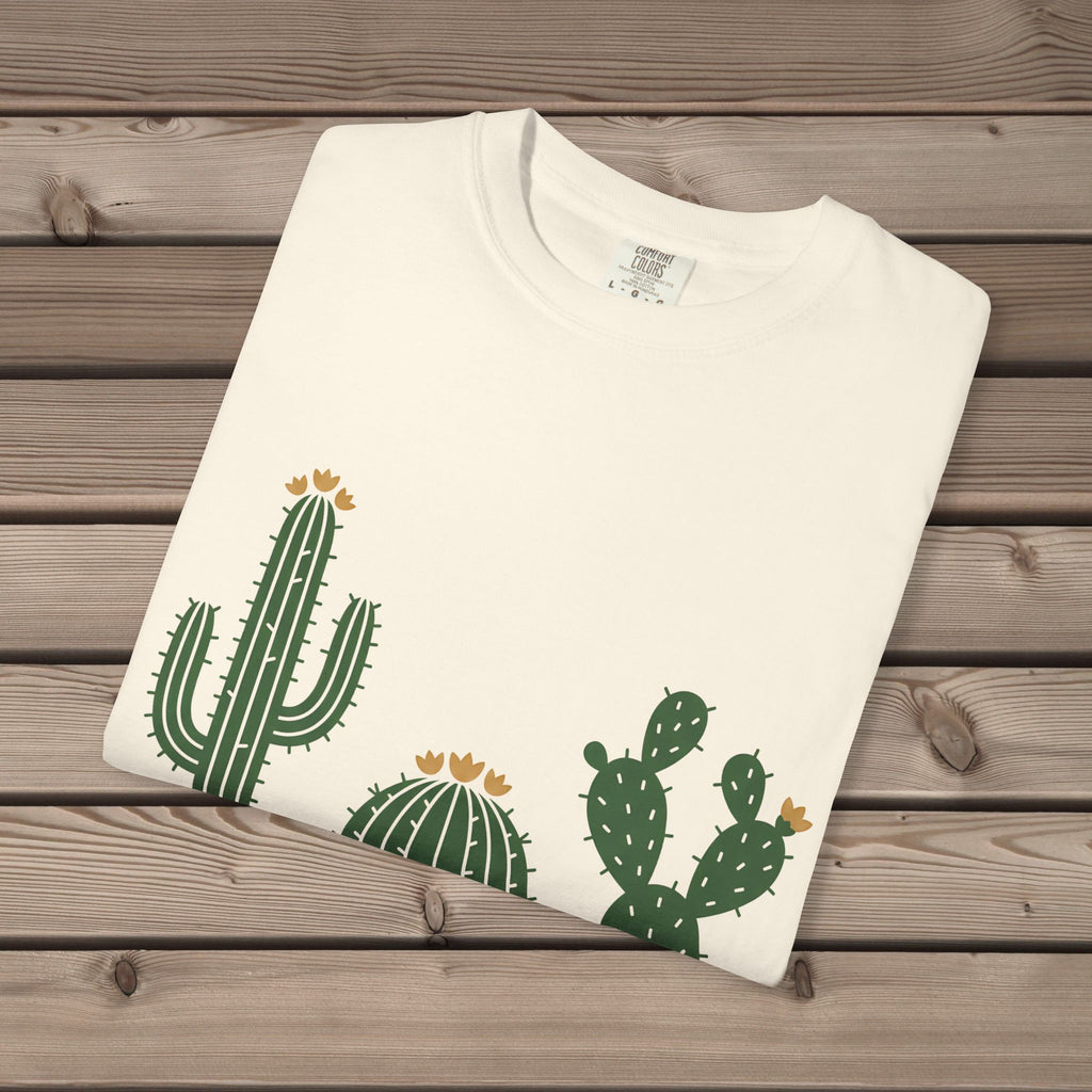 unisex graphic t-shirt with "Cactus Botanical Study" design