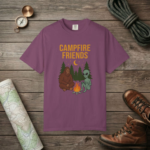 Bigfoot And Alien Campfire T-Shirt
