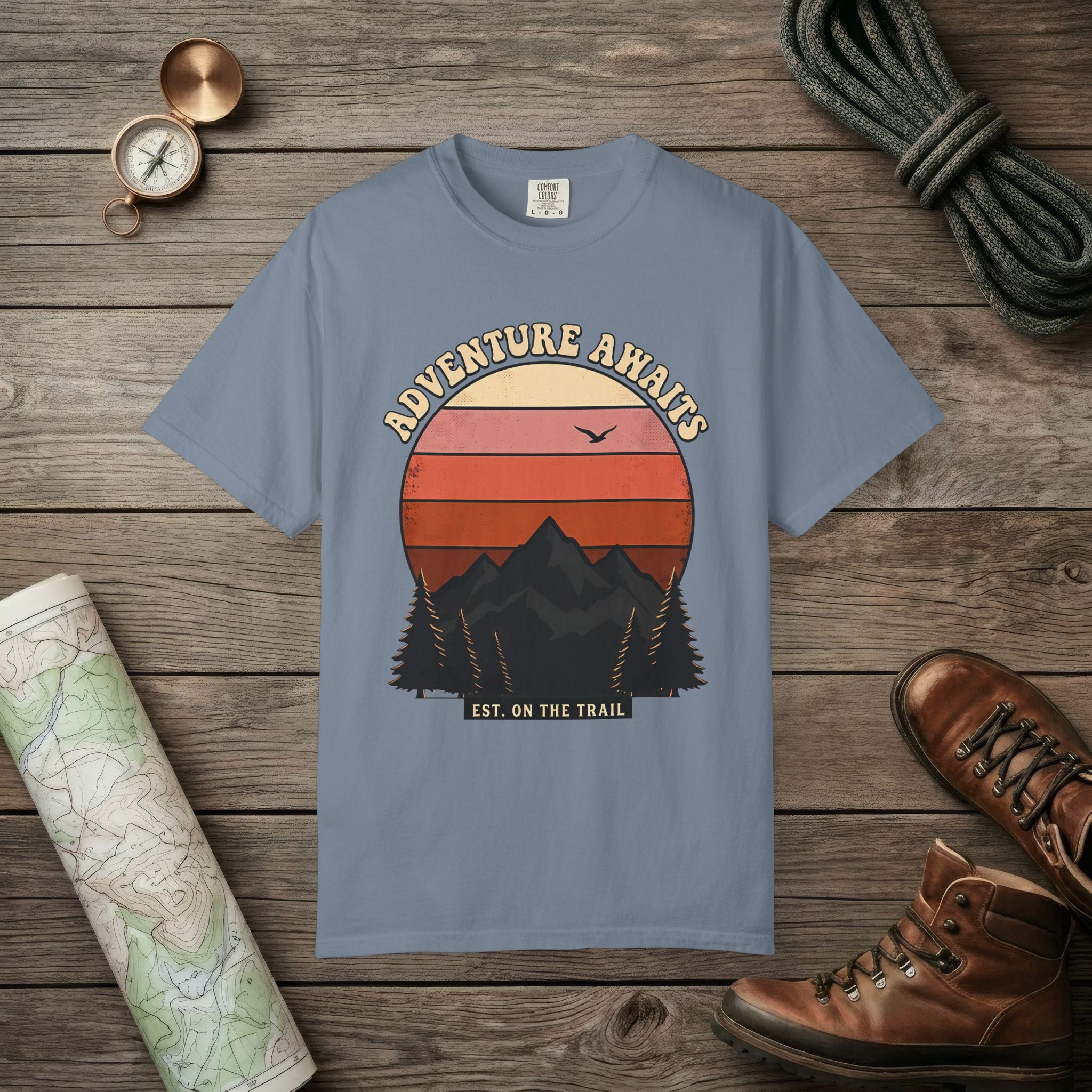 Adventure Awaits Retro Sunset T-Shirt