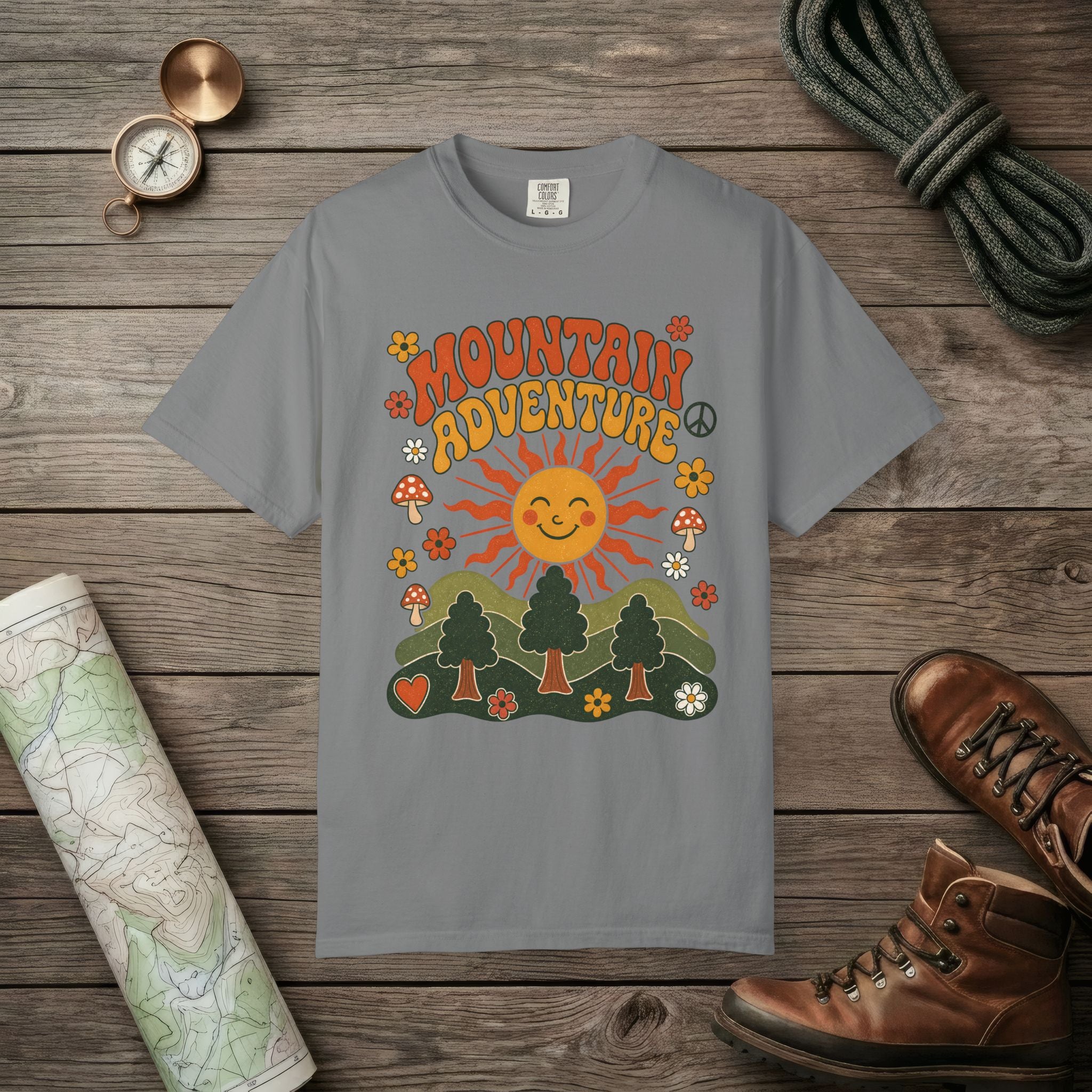 Retro Groovy Mountain Adventure T-Shirt