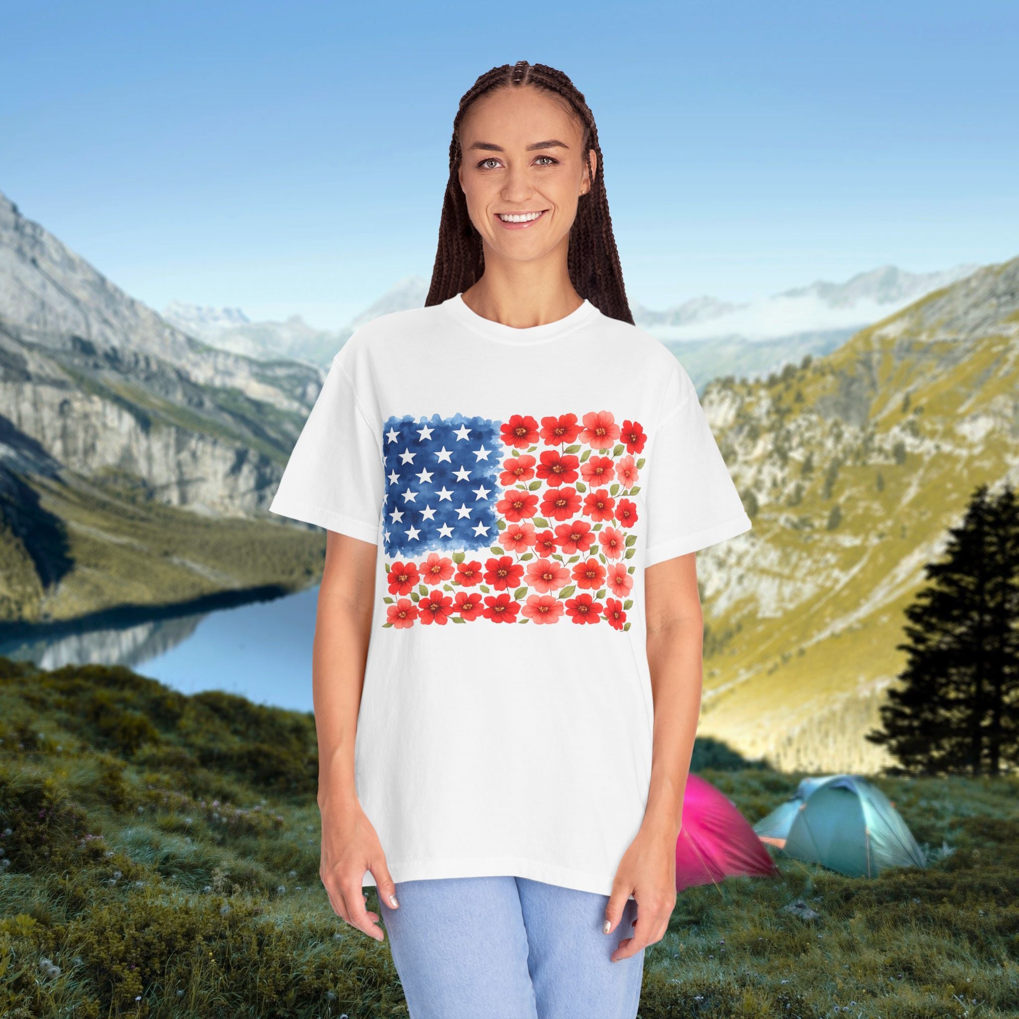 Flowerbed American Flag T-Shirt