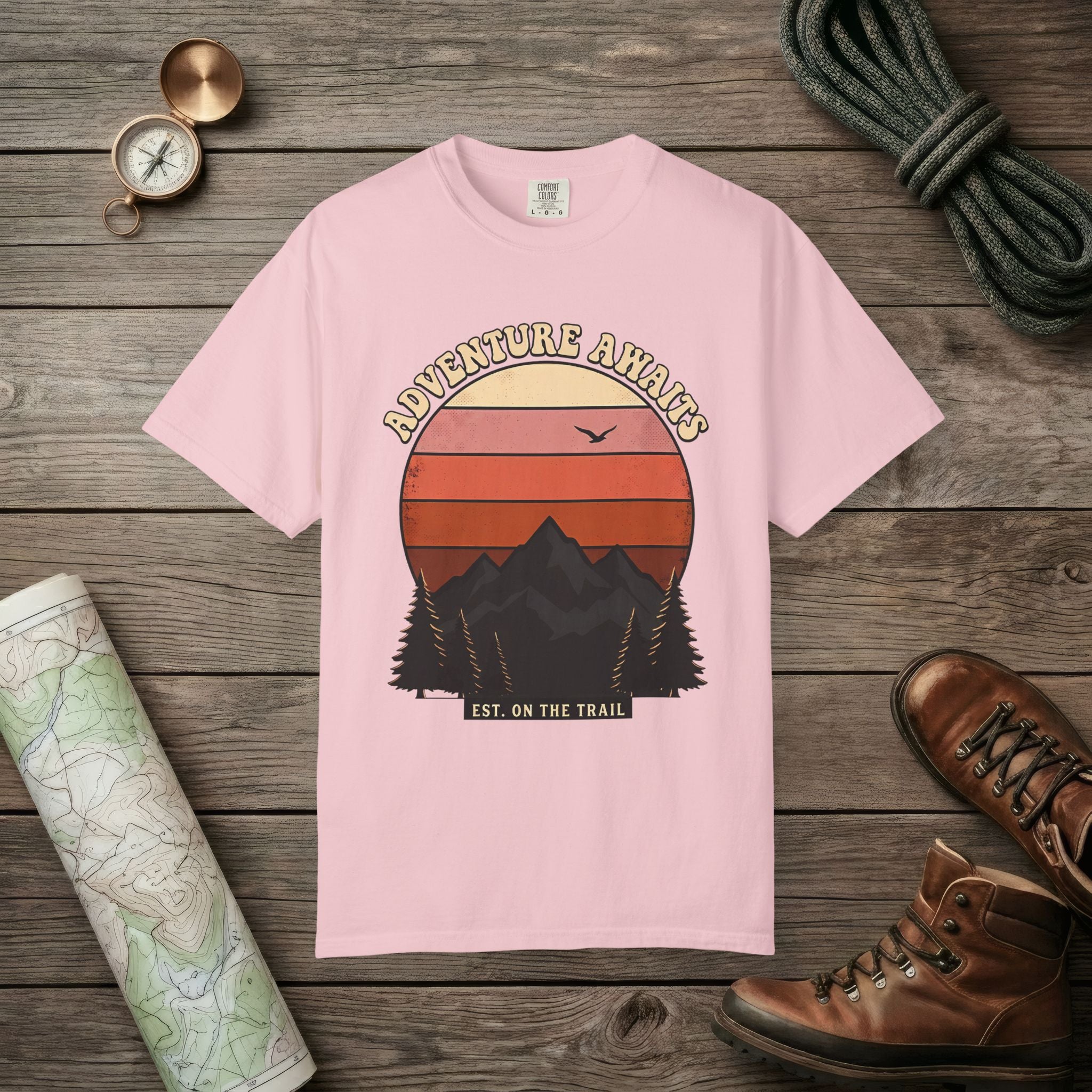 Adventure Awaits Retro Sunset T-Shirt