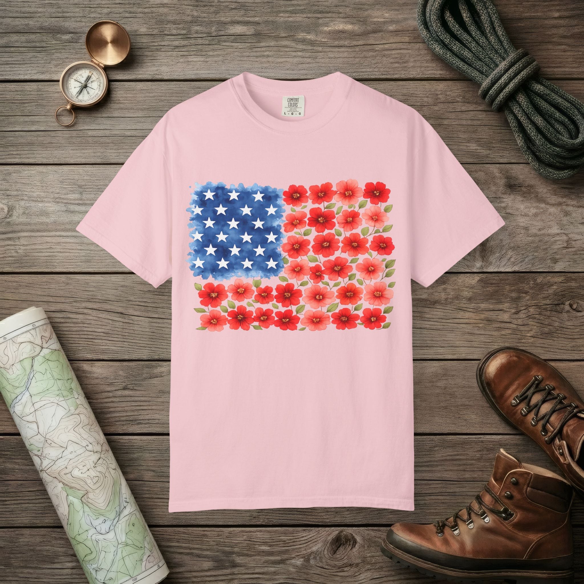 Flowerbed American Flag T-Shirt