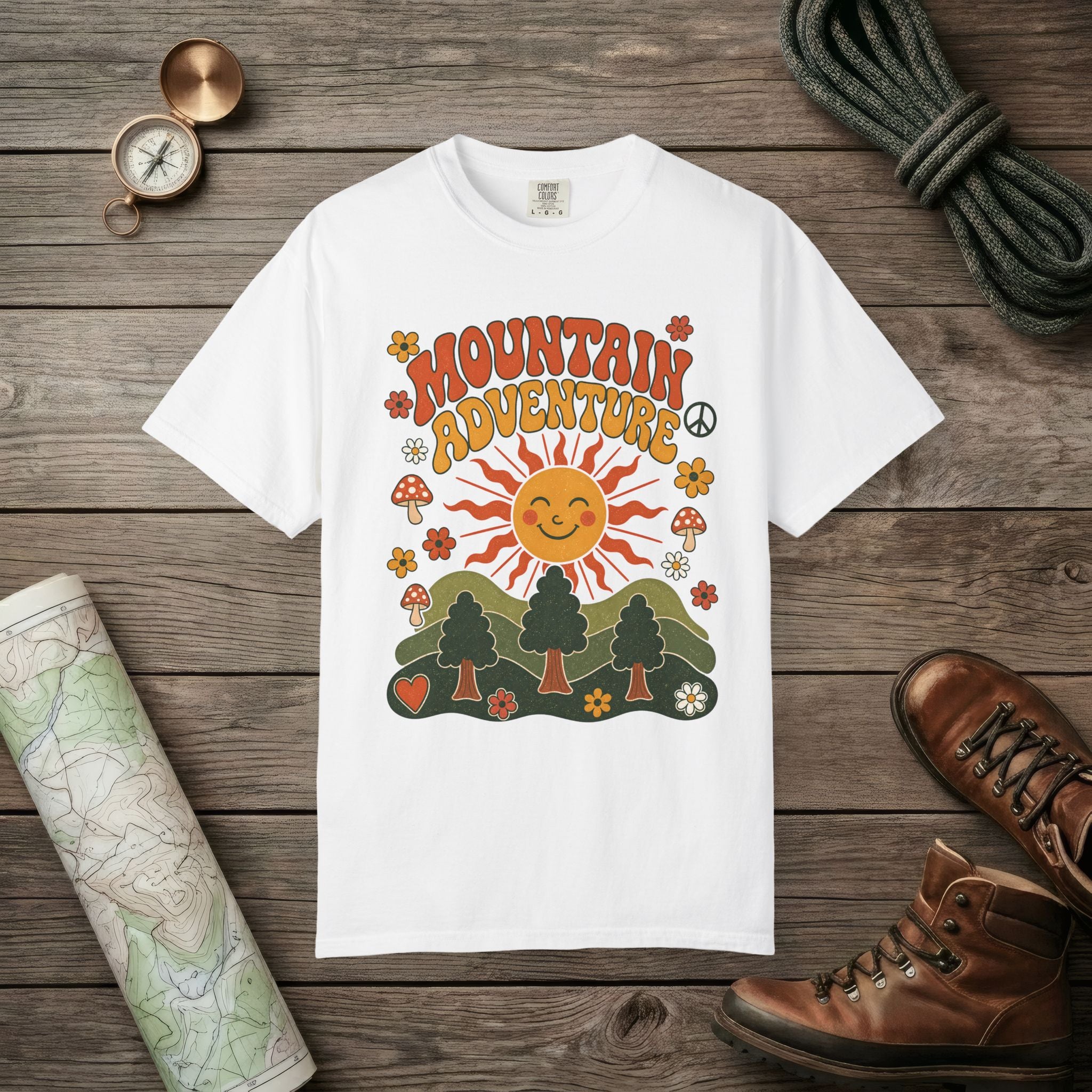 Retro Groovy Mountain Adventure T-Shirt