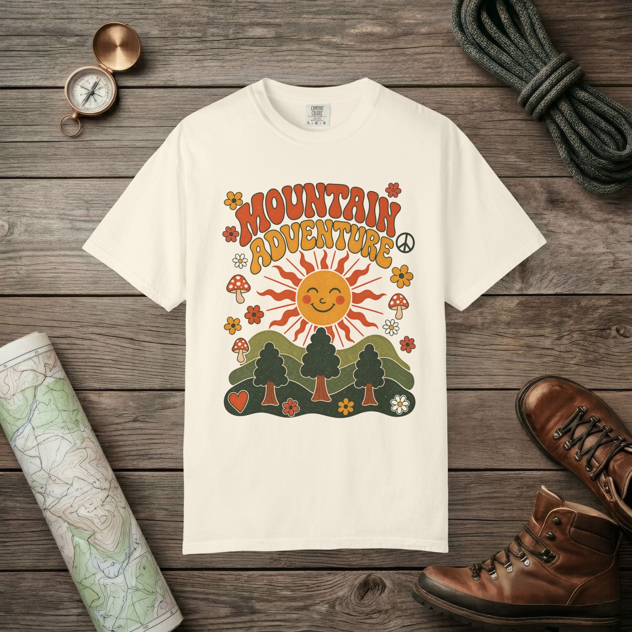 Retro Groovy Mountain Adventure T-Shirt