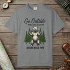 Grey color unisex graphic t-shirt with "A Bear Kills You" design