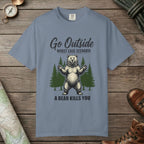 Blue Jean color unisex graphic t-shirt with "A Bear Kills You" design