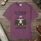 Berry color unisex graphic t-shirt with "A Bear Kills You" design
