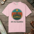 Blossom color unisex graphic t-shirt with "Alpine Pine Sunset" design
