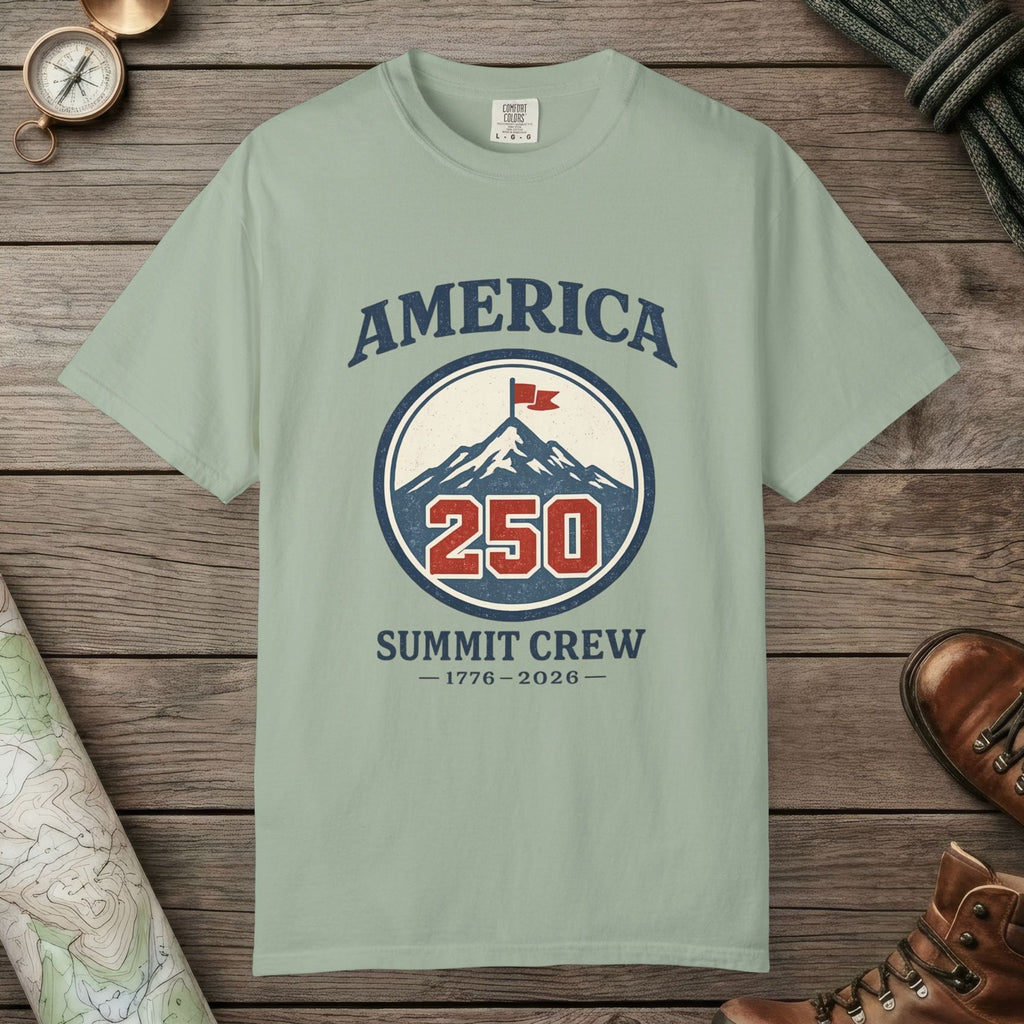 Bay color unisex graphic t-shirt with "America 250" design