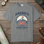 Grey color unisex graphic t-shirt with "America 250" design