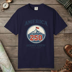 True Navy color unisex graphic t-shirt with "America 250" design