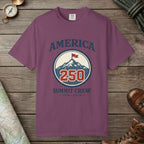 Berry color unisex graphic t-shirt with "America 250" design