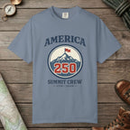 Blue Jean color unisex graphic t-shirt with "America 250" design
