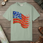 Bay color unisex graphic t-shirt with "American Flag Flower" design