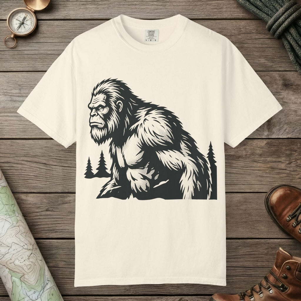 Ivory color unisex graphic t-shirt with "Angry Sasquatch" design