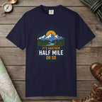 True Navy color unisex graphic t-shirt with "Another Half Mile" design