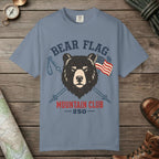 Blue Jean color unisex graphic t-shirt with "Bear Flag" design