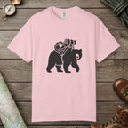 Blossom color unisex graphic t-shirt with "Bear Hiking" design
