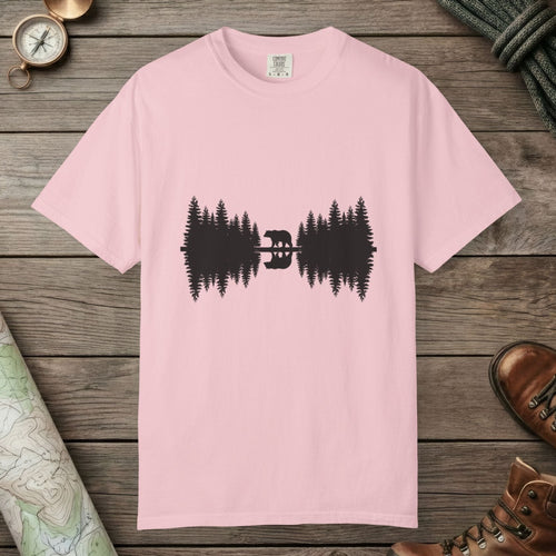 Blossom color unisex graphic t-shirt with "Bear Reflection" design