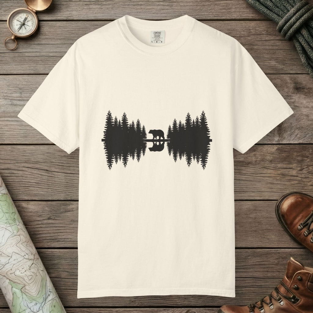 Ivory color unisex graphic t-shirt with "Bear Reflection" design