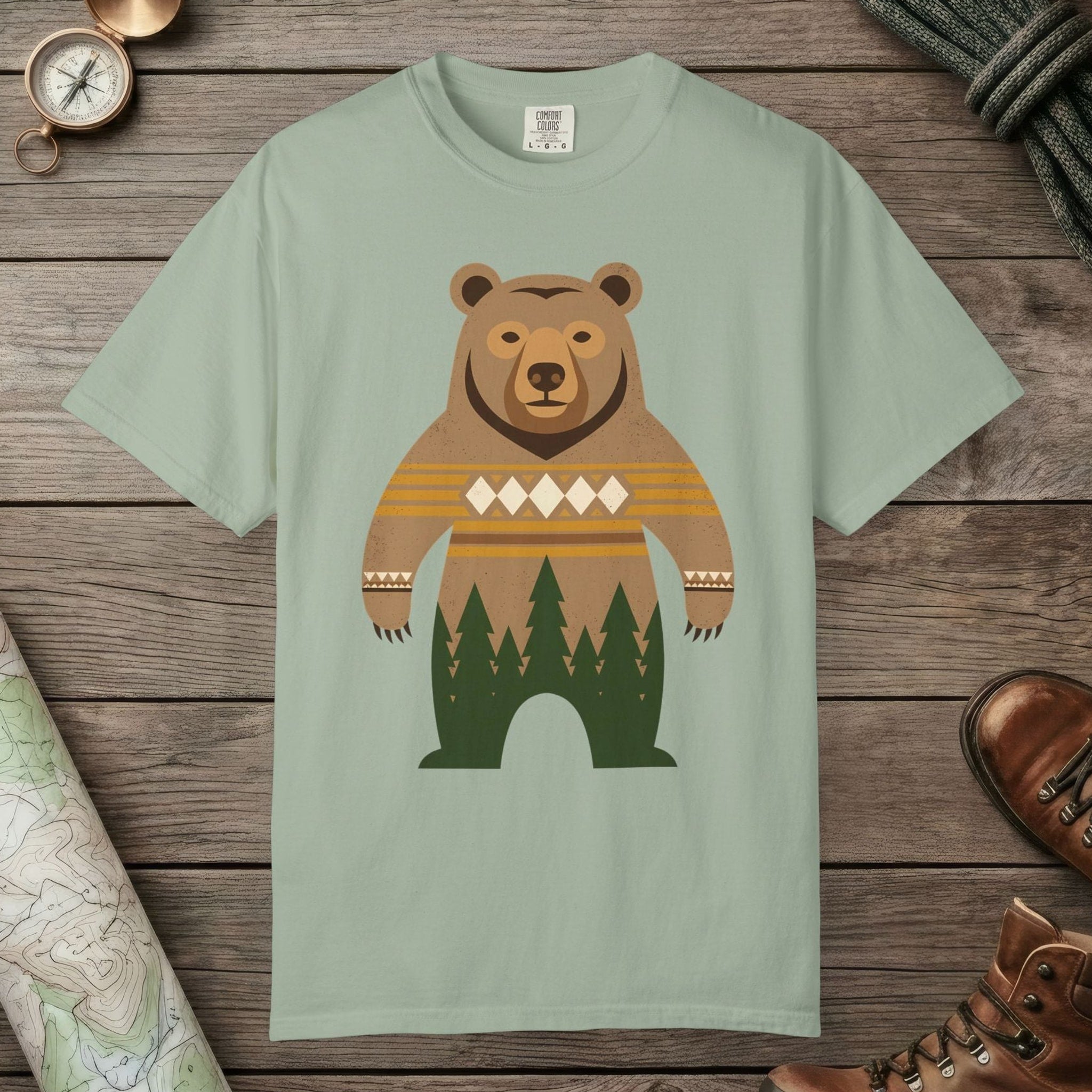 Bay color unisex graphic t-shirt with "Bear Spirit" design
