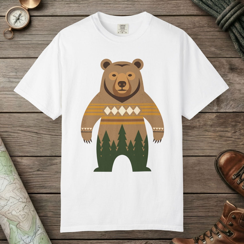 White color unisex graphic t-shirt with "Bear Spirit" design