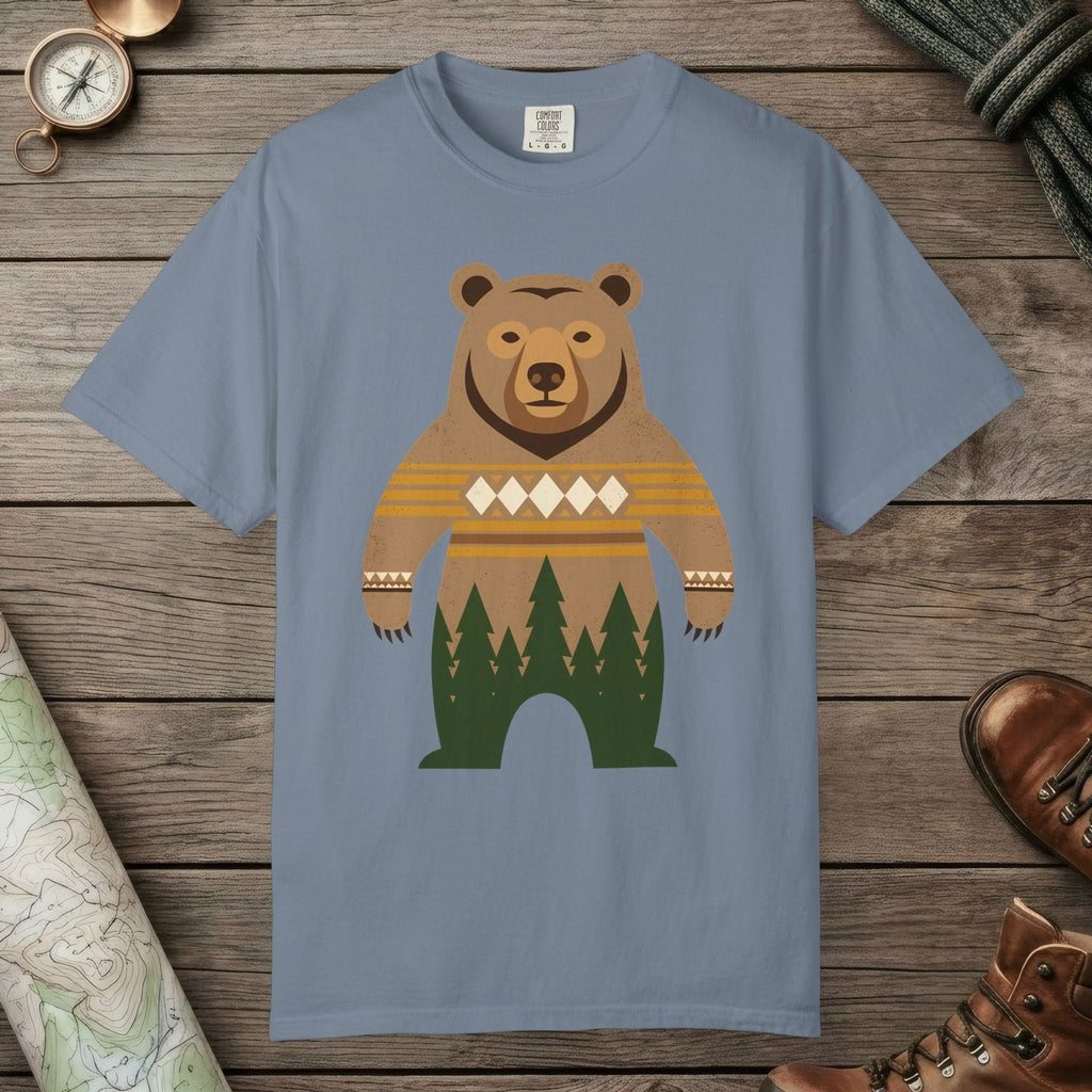 Blue Jean color unisex graphic t-shirt with "Bear Spirit" design